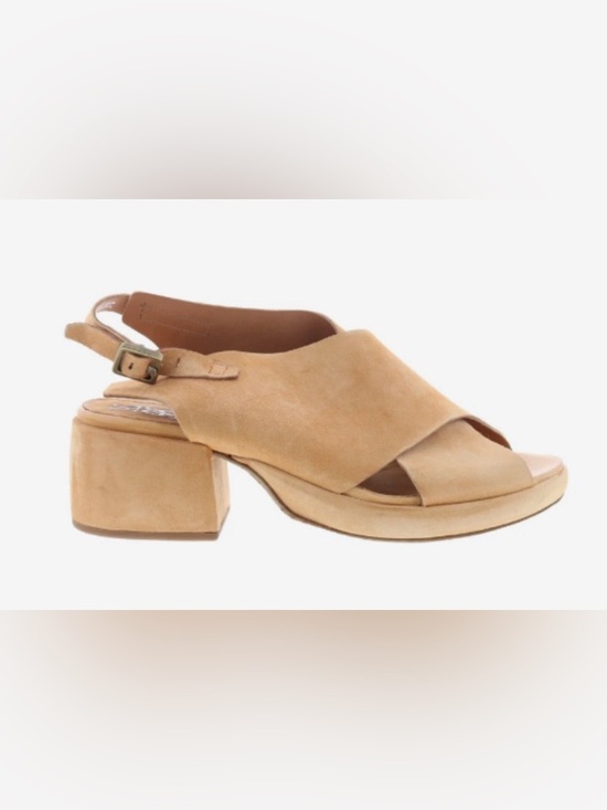 A.S.98 Shoes - Size 7 A.S. 98 Calle Hook & Loop Tan Suede Criss Cross Block Heel Sandals